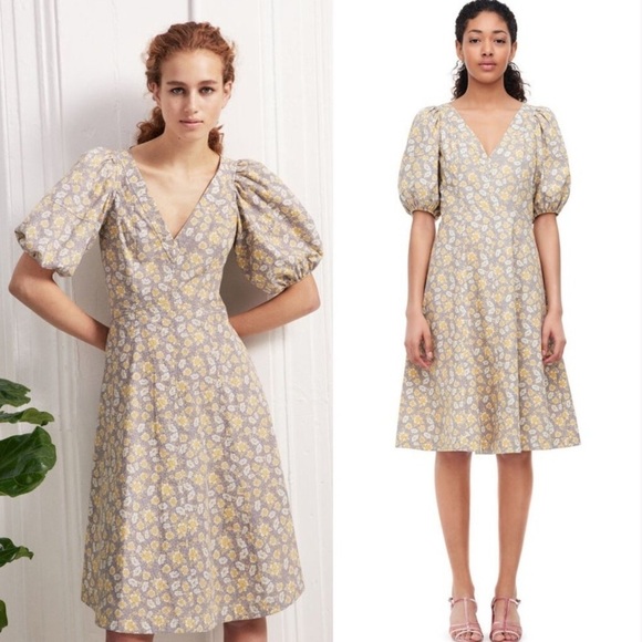 Rebecca Taylor La Vie Margeaux Meadow Floral Poplin Midi Dress Sz XS - Picture 3 of 11